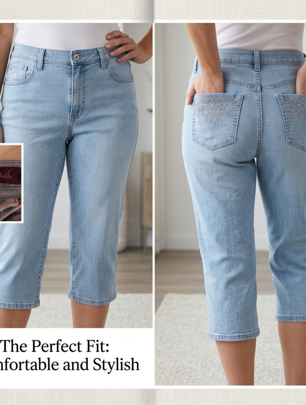 Gloria Vanderbilt Light Blue Denim Capris